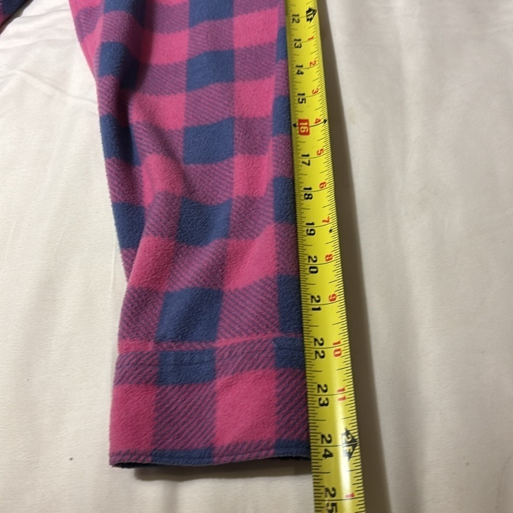 Riders By Lee Plaid Flannel Pink Blue Button up Fleece Size XL - Picture 6 of 10
